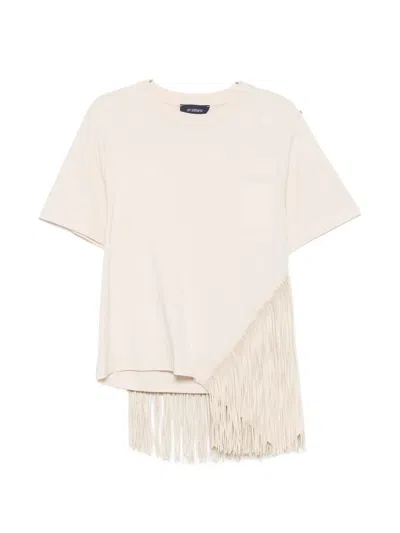 Sportmax Fringe-detail T-shirt In Neutral