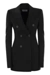 Sportmax Adamo Double Breasted Tailored Virgin Wool Blazer In Black