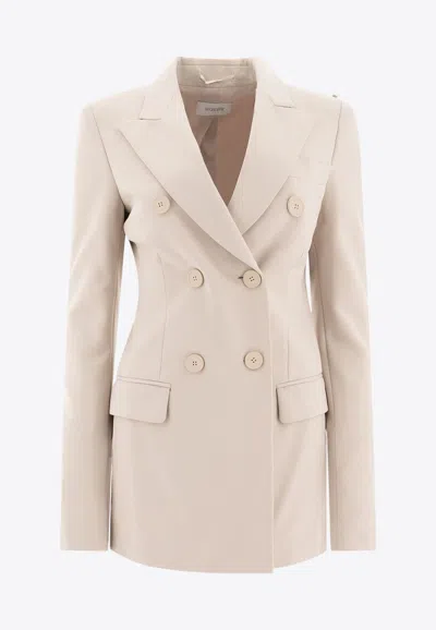 Sportmax Frizzo Double-breasted Blazer In Beige