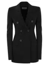 Sportmax Double-breasted Virgin Wool Blazer In Nero