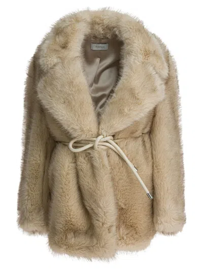 Sportmax Furry Effect Fabric Coat Jackets And Coats Beige In Multi