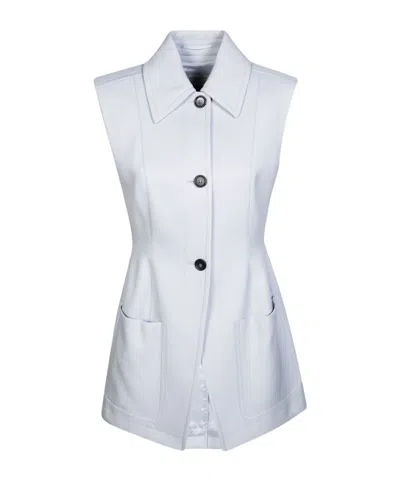 Sportmax Gabarra Sleeveless Gabardine Blazer In White