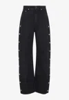 Sportmax Snap Button High Waist Wide Leg Trousers In Black