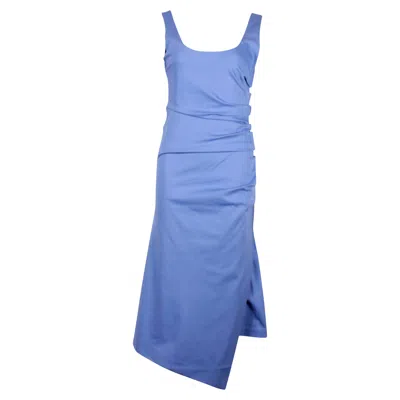 Sportmax Gathered Sleeveless Midi Dress In Blue Cotton