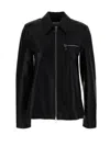 Sportmax Front Zipper Leather Jacket In Black