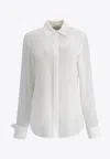 Sportmax Gemona Crêpe Long-sleeved Shirt In White