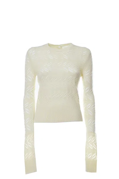 Sportmax Geometric Openwork Cashmere-wool Pullover In Neutral