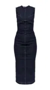 Sportmax Geranio Denim Midi Dress In Blu Notte