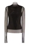 Sportmax Valdai Embellished Fishnet Crop Top In Black