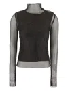 Sportmax Valdai Embellished Fishnet Crop Top