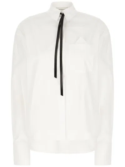 Sportmax Tie Detail Collar Top With Chest Pocket In White