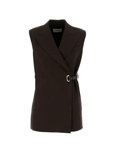 Sportmax Gettone Stretch Viscose Tailored Waistcoat In Brown