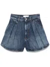 Sportmax Pleated Denim Trouser Shorts In Blue