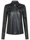 Sportmax Front Zipper Leather Jacket In Nero