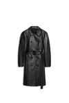 Sportmax Nappa Leather Giostra Trench Coat In Black