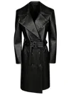 Sportmax Nappa Leather Giostra Trench Coat In Black