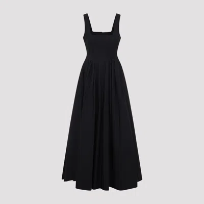 Sportmax Giro Midi Dress Square Neck Flared Skirt In Black