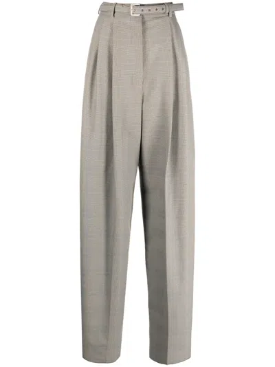 Sportmax Glen Plaid Wide-leg Trousers In Neutrals