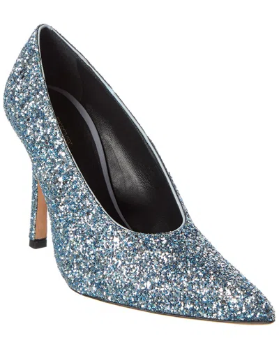 Sportmax Glitter Leather Pump In Blue