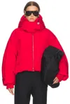 Sportmax Water-repellent Crinkled Red Puffer Jacket With Detachable Hood In Red