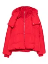 Sportmax Water-repellent Crinkled Red Puffer Jacket With Detachable Hood In Red