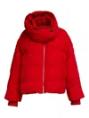 Sportmax Water-repellent Crinkled Red Puffer Jacket With Detachable Hood In Red