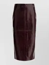 Sportmax Glossy Leather Midi Length Skirt In Brown
