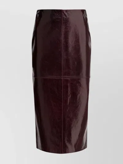 Sportmax Glossy Leather Midi Length Skirt In Brown