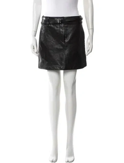 Pre-owned Sportmax Goat Leather Mini Skirt W/ Tags In Black