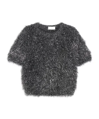 Sportmax Gold And Silver Short Sweater In Black