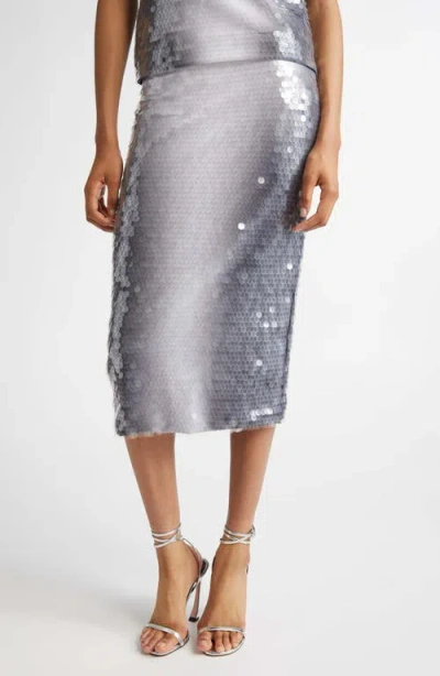 Sportmax Gradient Paillette Jersey Pencil Skirt In Shaded Black