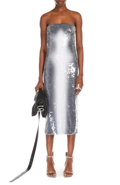 Sportmax Midi Dress With Gradient Sequin Effect In Grey