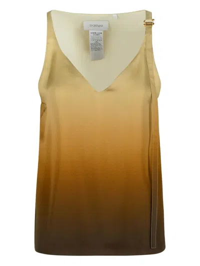 Sportmax Gradient V-neck Silk Top In Multi