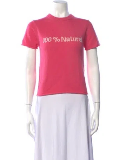 Pre-owned Sportmax Graphic Print Crew Neck Sweater In Pink
