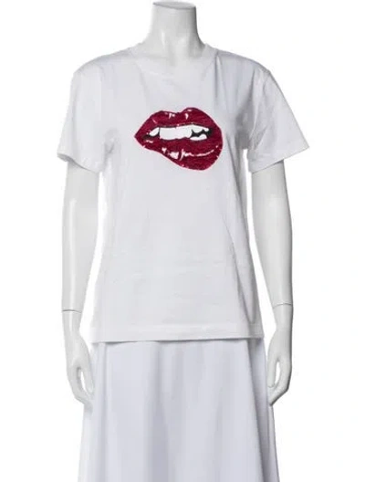 Pre-owned Sportmax Graphic Print Crew Neck T-shirt In White