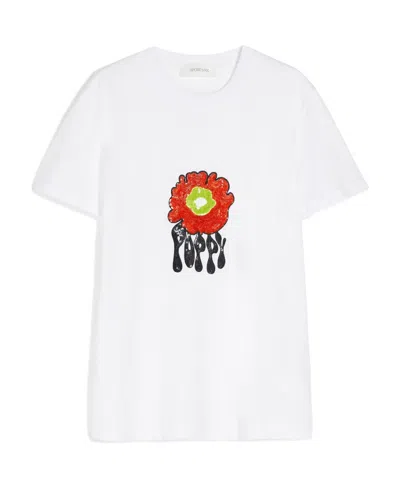 Sportmax Graphic-print Detail T-shirt In White