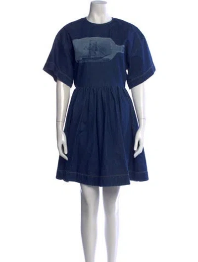 Pre-owned Sportmax Graphic Print Mini Dress In Blue