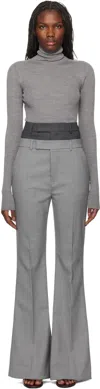 Sportmax Lince Layered Wool Flared Pants In 016 Light Grey