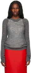 Sportmax Gray Stretch Alpaca & Wool Crewneck Sweater In 003 Medium Grey