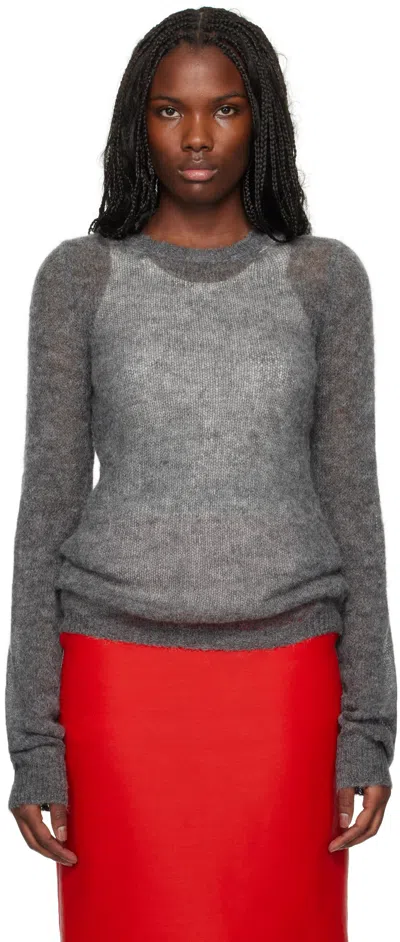Sportmax Gray Stretch Alpaca & Wool Crewneck Sweater In 003 Medium Grey