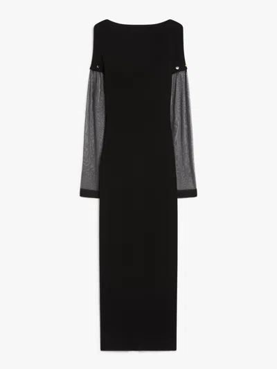 Sportmax Long Dress In Stretch Viscose In Black