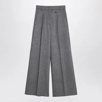 Sportmax Black Blend Tweed Wide Trousers In Grey