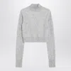 Sportmax Cropped Cashmere Sweater With Ribbed Cuffs And Hem In Gray