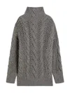 Sportmax Oversized Cable-knit Wool Blend Sweater In Gray