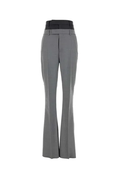 SPORTMAX WOMEN GREY LAYERED-EFFECT FLARED TROUSERS, 32 LUXURY PANTS FOR WOMEN DARVEYS