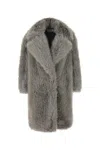 Sportmax Faux-fur Coat In Grigio Perla