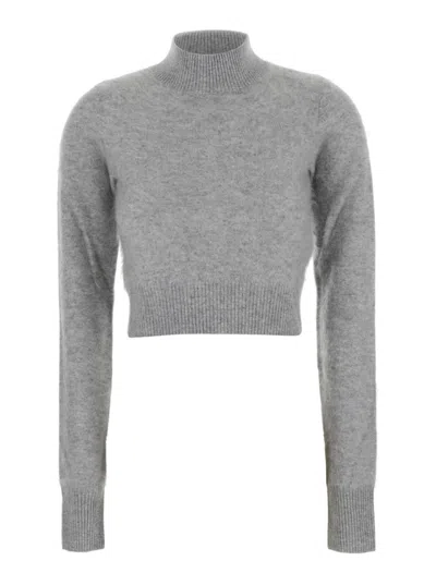 Sportmax Grey Mock Collar Sweater In Gray