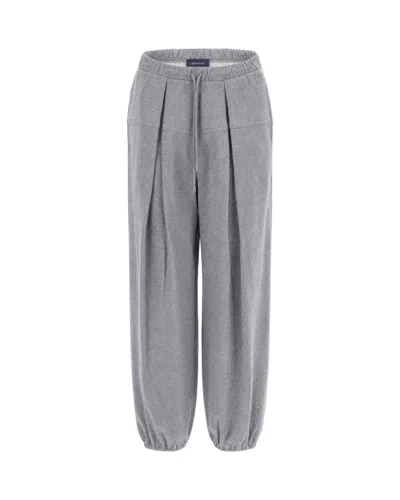Sportmax Grey Relaxed-fit Cotton Fleece Drawstring Sweatpants In Gray