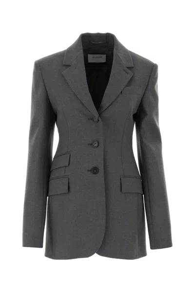 Sportmax Single-breasted Tailored Blazer In Grey