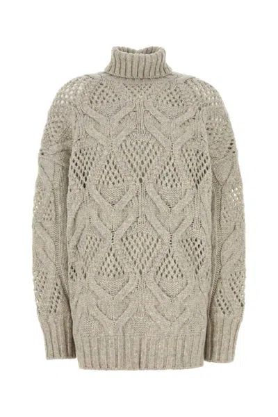 SPORTMAX GREY WOOL BLEND OVERSIZE SWEATER